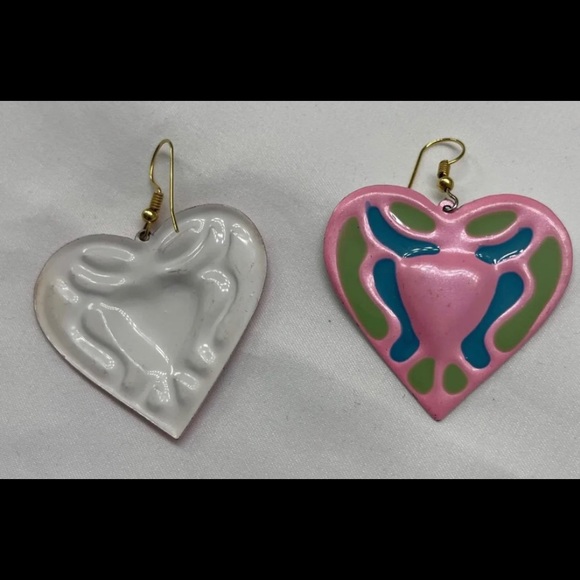 NWOT Pink Heart Earrings - Picture 3 of 3